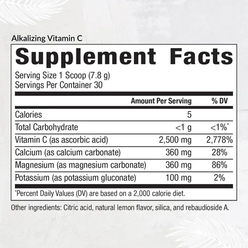 Miniatura 2 de EquiLife Suplemento alcalinizante de vitamina C, 2500 mg por porción, polvo de fácil absorción para apoyo inmunológico, con magnesio, calcio