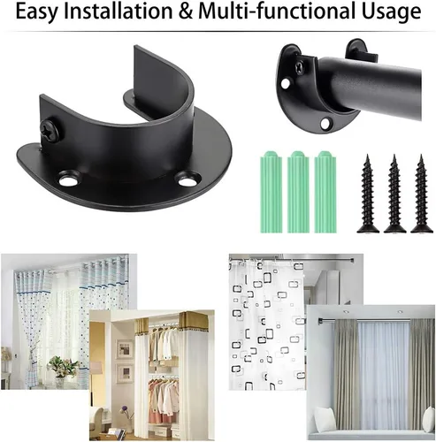Miniatura 5 de OwnMy Paquete de 4 soportes para barra de armario de 1-1/2 pulgadas de diámetro, acero inoxidable en forma de U, soporte de barra de barra de brida