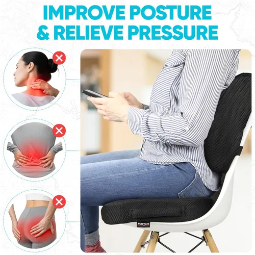 Miniatura 5 de FORTEM Cojín de asiento, Cojín para silla de oficina, Almohada de apoyo lumbar para silla de oficina, Espuma viscoelástica para alivio del dolor