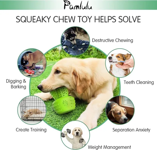 Miniatura 3 de Pamlulu Juguetes para morder y cepillo de limpieza dental para perros - Dental para perros pequeños, medianos y grandes, juguetes de goma Verde