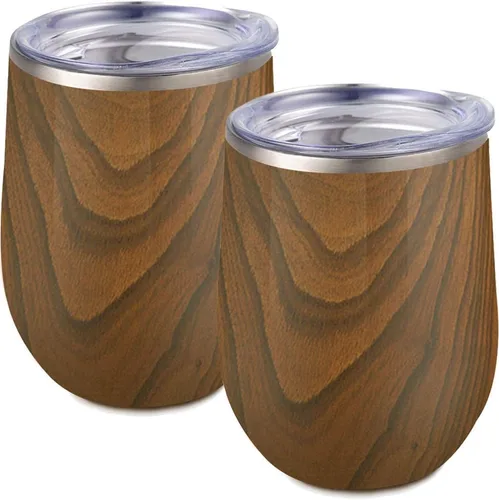Miniatura 55 de Maars Bev - Vaso de vino de acero inoxidable sin tallo con tapa, aislado al vacío de 12 onzas, a prueba de derrames, apto para viajes, vasos midnight
