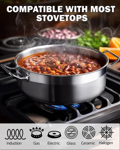 Miniatura 3 de Cooks Standard - Sartén profunda con tapa para saltear, de 4 cuartos de galón, profesional de acero inoxidable, sartén multiusos del chef