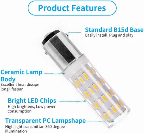 Miniatura 3 de Ba15d 1142 12V-24V bajo voltaje 1004 1076 Bombilla LED blanco cálido 3000K, equivalente a bayoneta de doble contacto 45W, para remolque de caravana