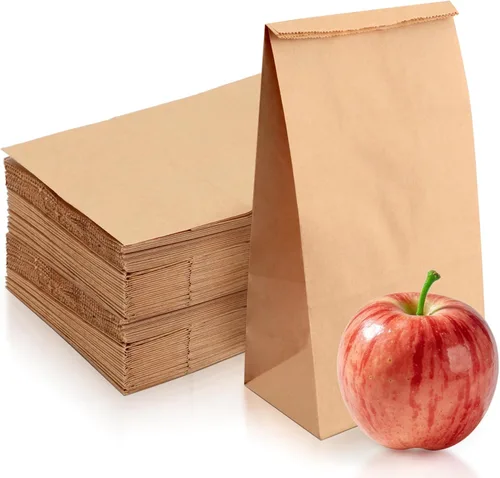 BadenBach Paquete de 50 bolsas de almuerzo de papel marrón de 4 libras, 9.57 x 5.12 x 3 pulgadas, bolsas de pan pequeñas a granel, bolsas de papel