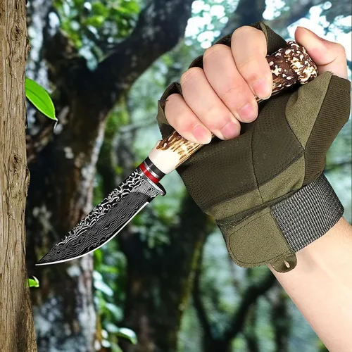 Miniatura 6 de Plys Cuchillo de hoja fija con funda de cuero, hecho a mano, acero inoxidable forjado, supervivencia, campamento, caza, táctico y cuchillo