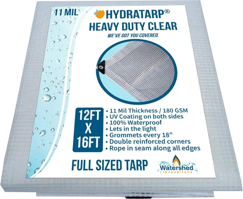 Toldo de invernadero transparente resistente – Plástico de alta calidad 11 mil (milésima de pulgada) con tejido de malla 3x3 para mayor resistencia