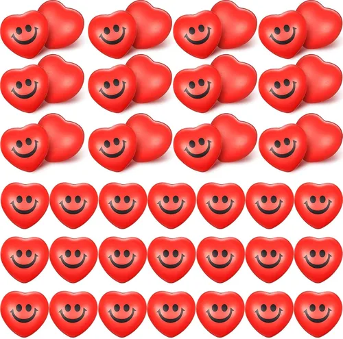 Yaomiao 48 bolas de estrés con forma de corazón a granel, mini bolas de espuma con forma de corazón, alivio del estrés, juguetes para compañeros de