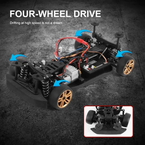 Miniatura 4 de Goolsky Coche de deriva a control remoto, a escala 1:18, 4WD 30KM/H, autos de carreras RC de alta velocidad, autos RC de 2.4 GHz con 2