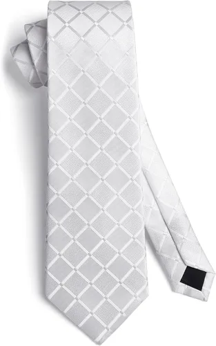 Miniatura 147 de HISDERN Conjunto de corbata a cuadros a cuadros pañuelo tejido clásico formal para hombre corbata y bolsillo cuadrado
