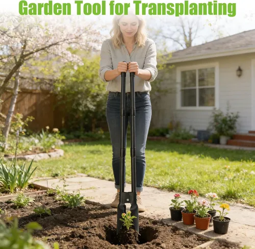 Miniatura 7 de Excavadora de agujeros para postes de 4.5 pies, resistente con cuchillas afiladas duales, herramienta manual profesional para jardinería