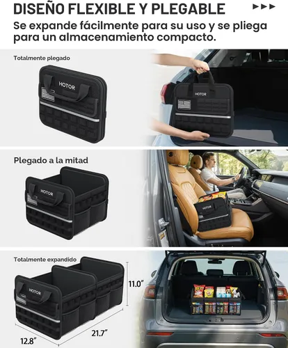 Miniatura 3 de HOTOR Organizador táctico para maletero de automóvil, organizador plegable para maletero de SUV con bolsillo frontal Molle y tiras reflectantes