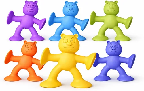 6 juguetes de ventosa, juguetes de baño para bebés sin agujeros, juguete de succión - Conectar, construir, crear, juguetes de baño para niños de 1 a