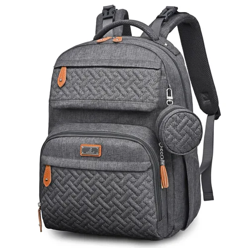 Miniatura 13 de BabbleRoo Mochila para pañales – Bolsa de pañales grande de viaje para bebé con cambiador, bolsas de bebé impermeables para mamá y papá, bolsas Rosa