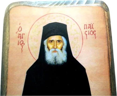 Miniatura 3 de Icono de madera griego cristiano ortodoxo madera de San Paisios / A0