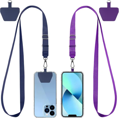 CACOE Cordón para Teléfono 2 Piezas Correa de Cuello Ajustable Alargada, Cordones Multifuncionales con Parche para Teléfono Celular Compatibles con