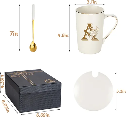 Miniatura 6 de Tazas personalizadas con iniciales en letra A con flores, taza de café personalizada con letra A, tazas personalizadas con letras geniales