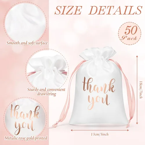 Miniatura 2 de Sieral 50 bolsas de regalo de satén con cordón para joyas, bolsas para dulces para el día del padre, boda, baby shower, despedida de soltera, fiesta