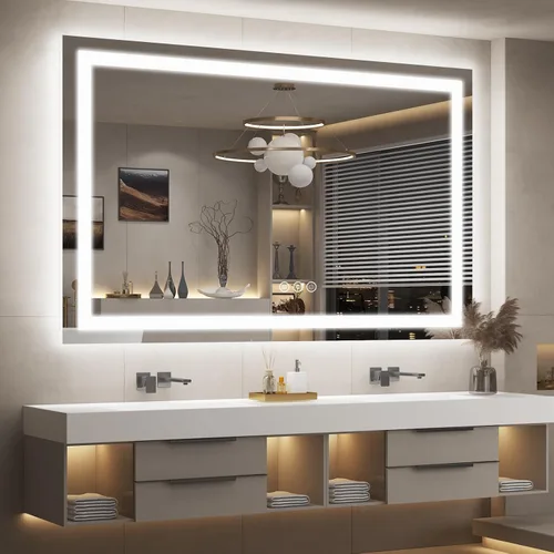Miniatura 23 de 40x32 Espejo LED inteligente para baño, espejo de tocador regulable con luces, espejo de maquillaje retroiluminado y frontal para pared, antivaho