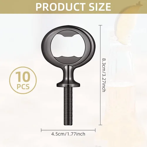 Miniatura 3 de Kit de abridor de botellas de metal, 10 piezas de insertos de acero inoxidable, accesorios para abridor de cerveza DIY, insertos negros planos