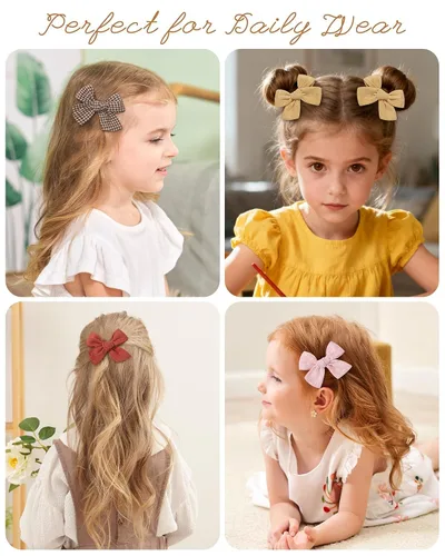 Miniatura 7 de doboi 20 pinzas de lino para el pelo para bebés, accesorios para bebés, bebés, niños pequeños en pares Flower Bows