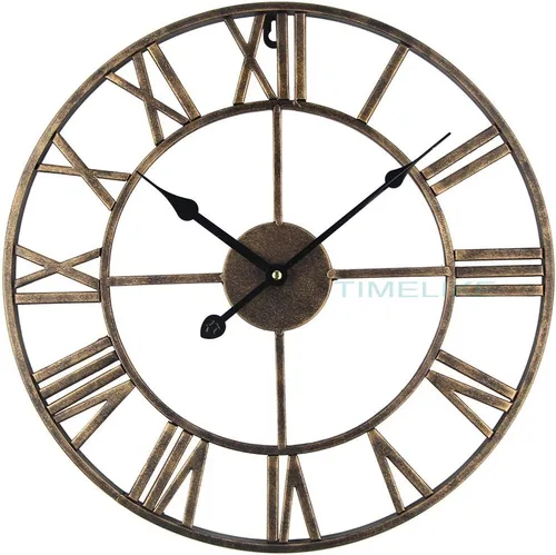 Miniatura 10 de Timelike Reloj de pared romano grande, estilo rústico, vintage, de metal, reloj de pared grande de gran tamaño, para el hogar, sala de estar, Negro
