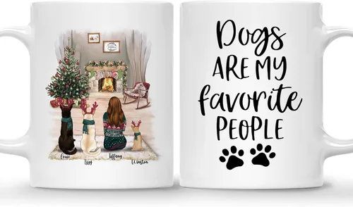 Miniatura 17 de Gossby Taza de café de Navidad personalizada con diseño de perro y mamá, regalo de Navidad personalizado para mujeres con nombre, taza de cerámica
