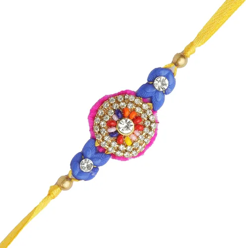 Miniatura 3 de Bhai Dooj Rakhi Lumba Juego de 2 Rakhi para hermano y Bhabhi Bhaiya Bhai Rakhi Rakhi Juego de 2 pares de hilos Rakhi Dora, paquete de regalo