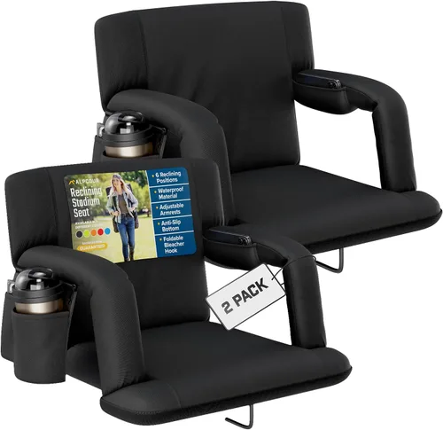 Miniatura 28 de Alpcour Asiento plegable para estadio – Silla de apoyo para adultos amplios reclinables de lujo para adultos para blanqueadores – Mejor extra grueso