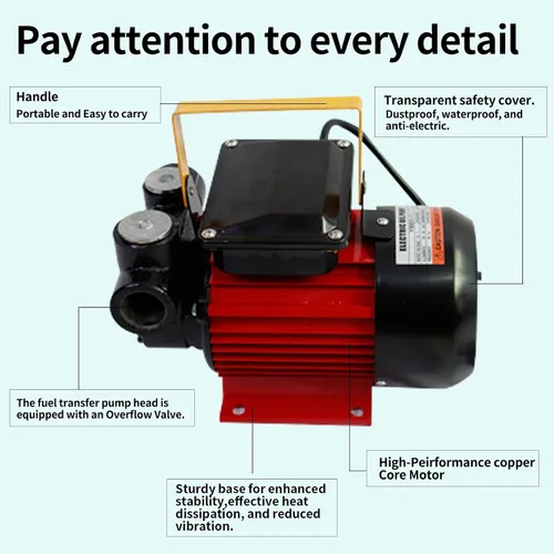 Miniatura 5 de Bomba de transferencia de combustible AC 110V 550W Potencia 16 GPM Caudal Autocebante Bomba de combustible eléctrica adecuada para transferencia