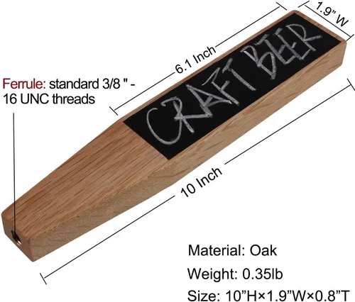 Miniatura 2 de Manijas grandes de madera para tocar, mango de roble para manualidades, 10 pulgadas, para todos los amantes de la cerveza en estilo alto