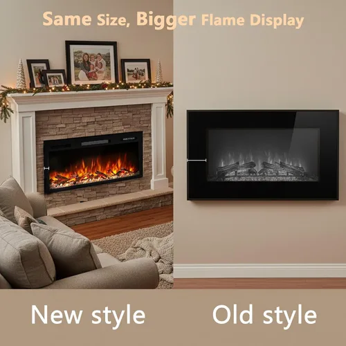 Miniatura 2 de Insertos de Chimenea Eléctrica Modernos - Chimenea de Pared con App/Control Remoto/Táctil y Bloqueo Infantil, Calentador de 750 W/1500 W, 7
