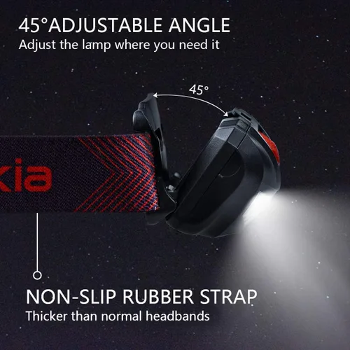 Miniatura 4 de Vekkia Linterna frontal LED ultra brillante - 5 modos de iluminación, lámpara de cabeza con LEDs blanco y rojo, accesorios para acampar. Luz frontal