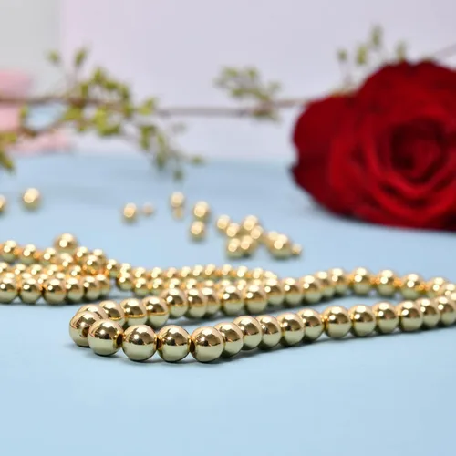 Miniatura 3 de 650 cuentas espaciadoras redondas pequeñas rellenas de oro de 18 quilates, cuentas espaciadoras de bolas para manualidades, pulseras, joyas