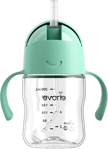 Miniatura 15 de Evorie Tritan - Vaso para beber con popote con peso con asas para bebés y niños pequeños, botella de agua a prueba de derrames con popote para 6