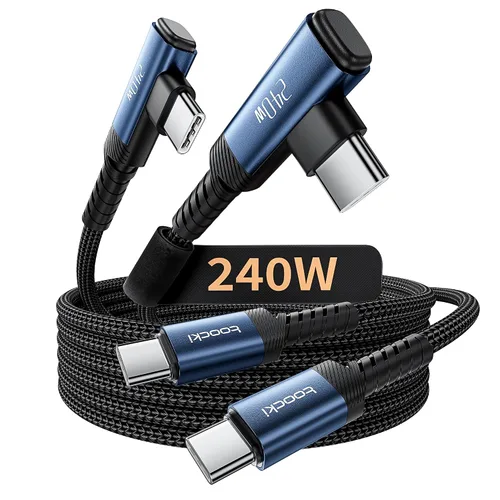 Miniatura 20 de Cable USB C [Paquete de 2, 1 mt] Carga rápida de 240 W tipo C, cable USB 2.0 trenzado de nylon para iPhone 17 16 15 Pro Plus Pro Max Air, iPad Pro