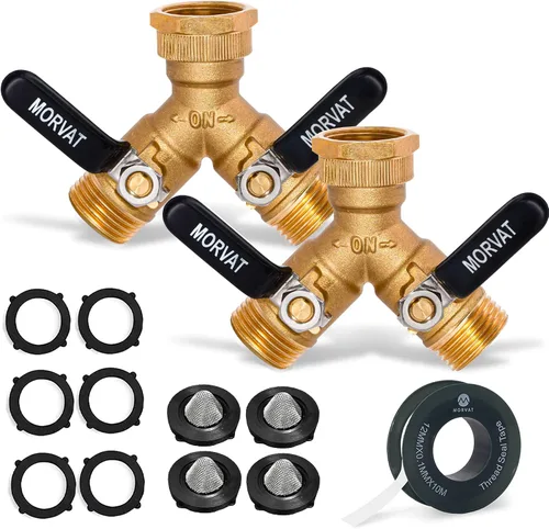Miniatura 10 de Morvat - Conector de latón para manguera de jardín (2 vías)