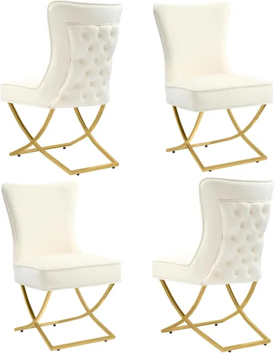 Miniatura 29 de LOULENS Elegance - Juego de 2 sillas de comedor de terciopelo, lujosas sillas de comedor tapizadas acolchadas, sillas decorativas de terciopelo real