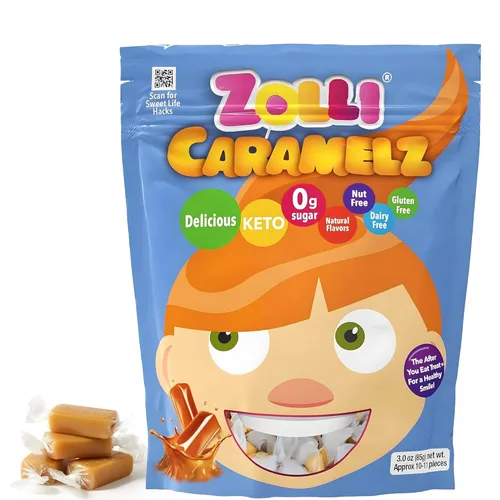 Zolli Caramelz Caramelz Caramelz - Caramelo cremoso, masticable, sin colorantes, caramelo saludable apto para dieta keto y diabética, golosinas