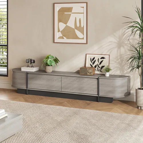 Miniatura 4 de Juego de Mesa de Centro y Soporte para TV de 2 Piezas, Centro de Entretenimiento con 2 Cajones, Consola de TV Moderna de 78.7'', Mesa de Centro Gris