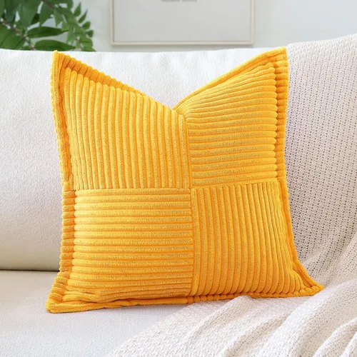 Miniatura 20 de OTOSTAR Fundas de almohada de pana a rayas con empalme, fundas de almohada bohemias súper suaves laterales decorativas con textura para sofá, cama
