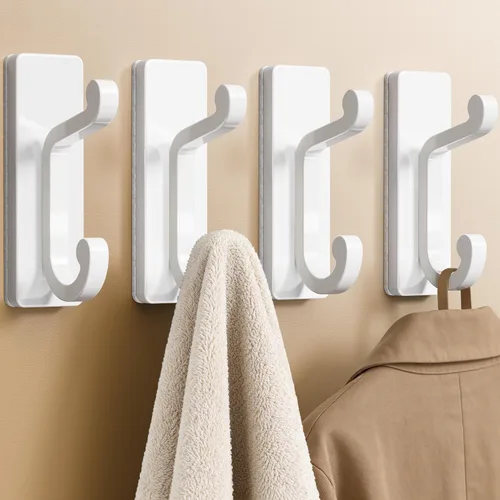 Miniatura 12 de Paquete de 6 ganchos negros autoadhesivos para pared, ganchos adhesivos para ropa, toallas, batas, llaves, bolso, mochila, ganchos resistentes