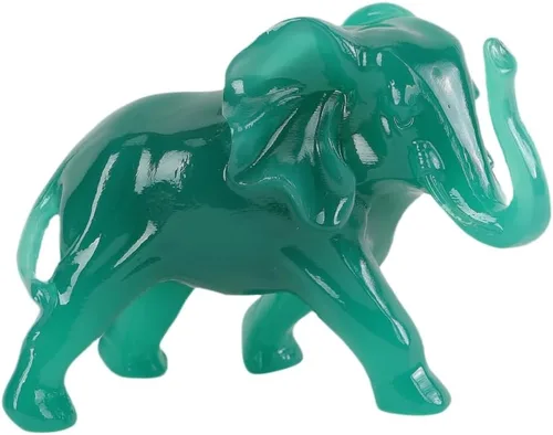 Miniatura 8 de Estatuas de elefante para decoración del hogar, 1 par de figuras de elefante de la suerte con tronco para estantes, sala de estar y dormitorio