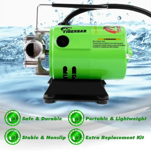 Miniatura 5 de TIGEROAR Bomba de transferencia de agua de 115 V, bomba de agua de 330 GPH portátil eléctrica con manguera de succión de 6 pies, bomba de barril