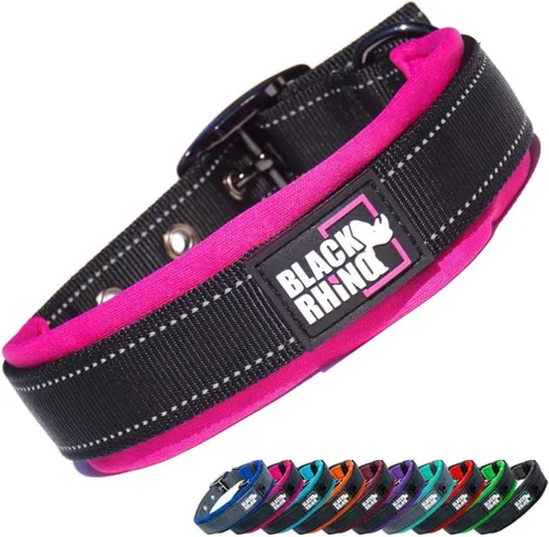 Miniatura 23 de Collares para perros Black Rhino para perros medianos - Collar de perro ajustable reflectante resistente con acolchado de neopreno ultra suave