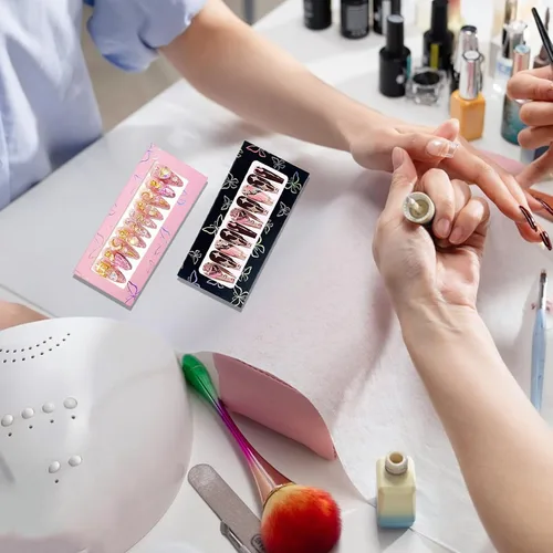 Miniatura 3 de 71 Piezas Caja de Embalaje Vacía de Uñas a Presión 35 Piezas Papeles de Fondo Blanco y 1 Cinta Adhesiva de Doble Cara, Juego de Caja Vacía de Uñas