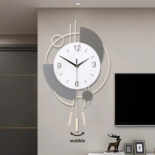 Miniatura 6 de Dankeit Reloj de pared decorativo de cuarzo silencioso con péndulo, grande para sala de estar, cocina, baño, dormitorio, 13 x 21.65 pulgadas (beige)