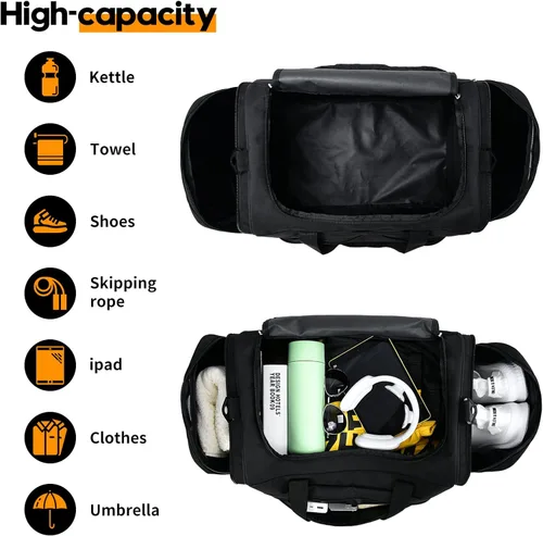 Miniatura 5 de Bolsa de gimnasio para hombre, 21 pulgadas, grande, para viajes y deportes, negro rojo, Bolsa de gimnasio para hombre