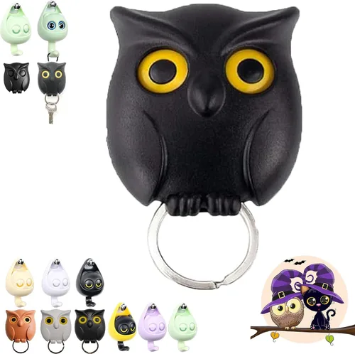 Miniatura 18 de Llavero de búho nocturno, llaves de soporte para llaves, llave de pared magnética de búho nocturno, lindo soporte para llaves de búho, creativo y 3