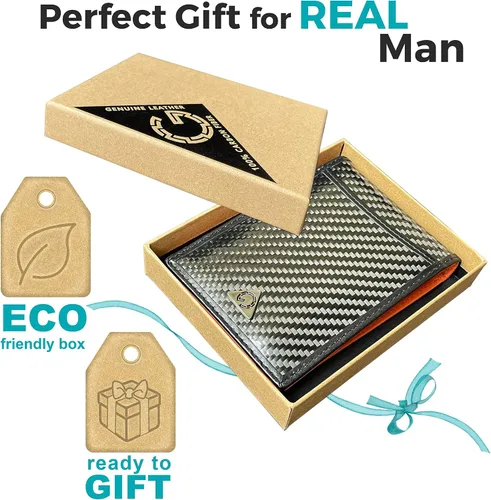 Miniatura 6 de Gotti Carteras para hombre, bloqueo RFID plegable, NegroGris, Naranja, Clip para dinero Sin compartimento para efectivo