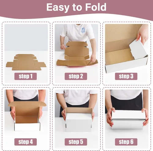 Miniatura 4 de BoShahai Paquete de 30 cajas de envío de cartón corrugado blanco de 9 x 6 x 4 pulgadas, cajas de envío, cajas de embalaje reciclables para regalos
